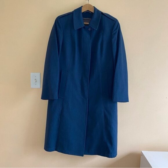 Vintage Canadian Air Force 100% Wool Blue Lined Long Overcoat Jacket Woman Large - Picture 2 of 15